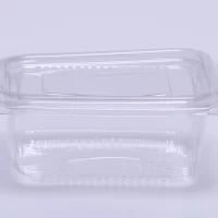 12OZ RECT. SAFETY CONT. CLEAR HI QLTY W/LID 600PCS ماعون سلطة شفاف