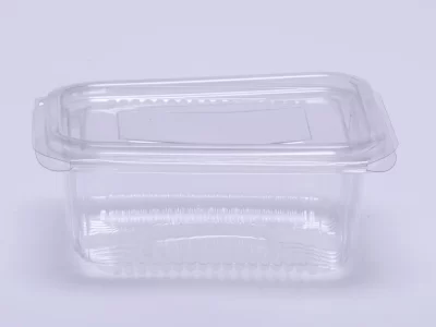 12OZ RECT. SAFETY CONT. CLEAR HI QLTY W/LID 600PCS ماعون سلطة شفاف