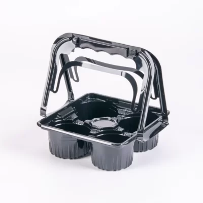 4 CUP PLASTIC BLACK CUP HOLDER W/HANDLE 250PCS حامل اكواب اسود
