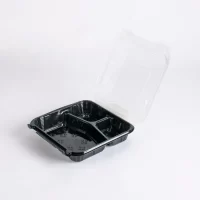 BLACK MICRO. MEAL BOX W/CLEAR LID 100PCS علب وجبات ميكرويف اسود