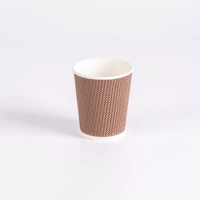 8OZ BRWON RIPPLE COFEE CUP1000PCS كاسات قهوه 8 اونز  بني مضلع 1000حبة