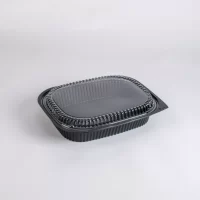 MICRO. CONT. BLACK W/CLEAR LID 3400ML 100PCS ماعون ميكرويف اسود