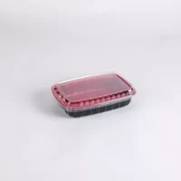 MICRO. CONT. RECT. BLACK & RED W/LID 750ML 300PCS ماعون ميكرويف مربع