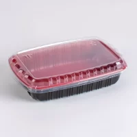 BLACK & RED SQUR. MICRO.CONT 650ML 300PCS  ماعون ميكرويف مربع اسود & احمر 650 ملي