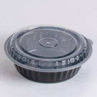 16OZ BLACK ROUND MICRO. CONT. W/LID 150PCS (RO16) ماعون ميكرويف مدور