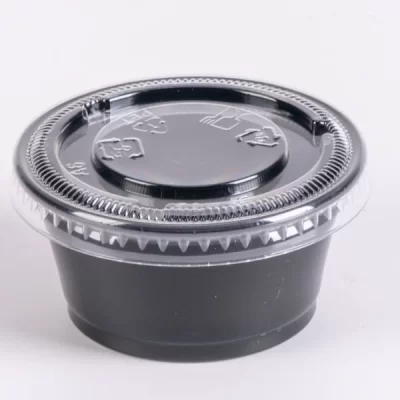 2OZ PORTION CUP BLACK PET W/LID 20*100PCS علب ثوم مع غطاء