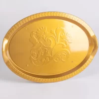 جاط بيضاوي بيد ذهبي صغير OVAL TRAY SMALL GOLDEN W/HAND 30PCS