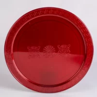 صوانى كريستال 36سم مجدول  عنابي حبه ROUND MIRON PLATES 36CM