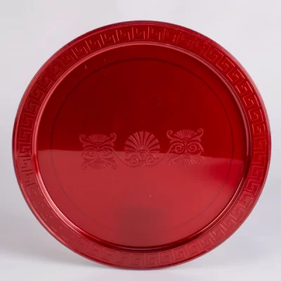 صوانى كريستال 36سم مجدول  عنابي حبه ROUND MIRON PLATES 36CM