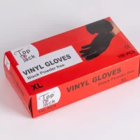 BLACK  LARGE  VINYL GLOVES POWDER FREE 10*100 PCS كفوف فانيل لارج بدون بودر اسود