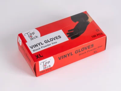 BLACK X LARGE  VINYL GLOVES  POWDER FREE 10*100 PCS كفوف فانيل اكس لارج بدون بودر اسود