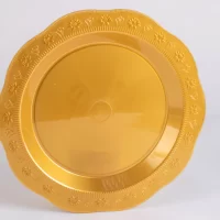 صوانى كريستال 36سم مجدول ذهبي25 حبه ROUND GOLDEN PLATES 36CM