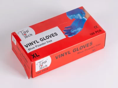 VINYL GLOVES BLUE LARGE POWDER FREE 10*100 PCS  كفوف فانيل ازرق لارج بدون بودر