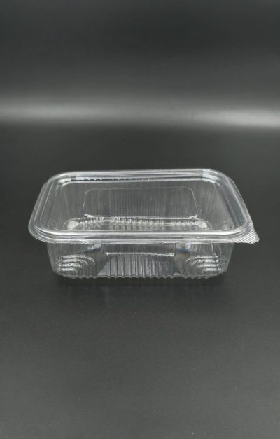1000CC RECT. PET HINGED CONT. W/FLAT LID 300PCS ماعون شفاف