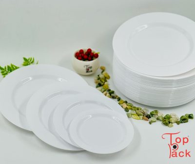 CERAMIC WHITE ROUND PLATE VIP 175PCS صحن مدور سراميك ابيض جديد