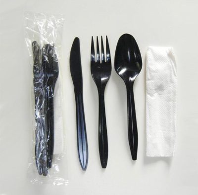 CUTLERY SET PAPER WRAP 3PCS 500BAG كاتلري ورق &ملعقة & نابكن & محارم كيس