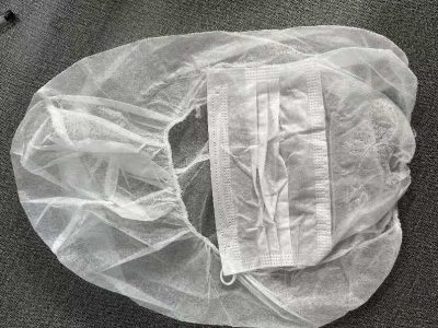 ASTRO HOOD W/MASK NON WOVEN BLUE 10*100 PCS غطاء راس مع فاس ماسك ازرق
