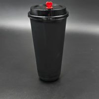 90MM PP BLACK  INJECTION LID W/RED HEART 500PCS غطاء كاسات اسواد مع فلب احمر