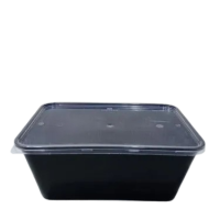 1000ML BLACK RECT. MICRO. CONT W/LID 500PCS ماعون ميكرويف اسود مستطيل